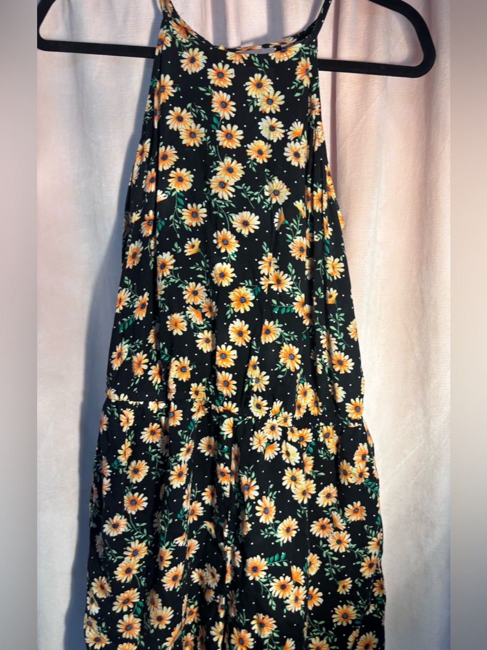 Black Floral Romper / Shorts with Pockets Elastic Waist